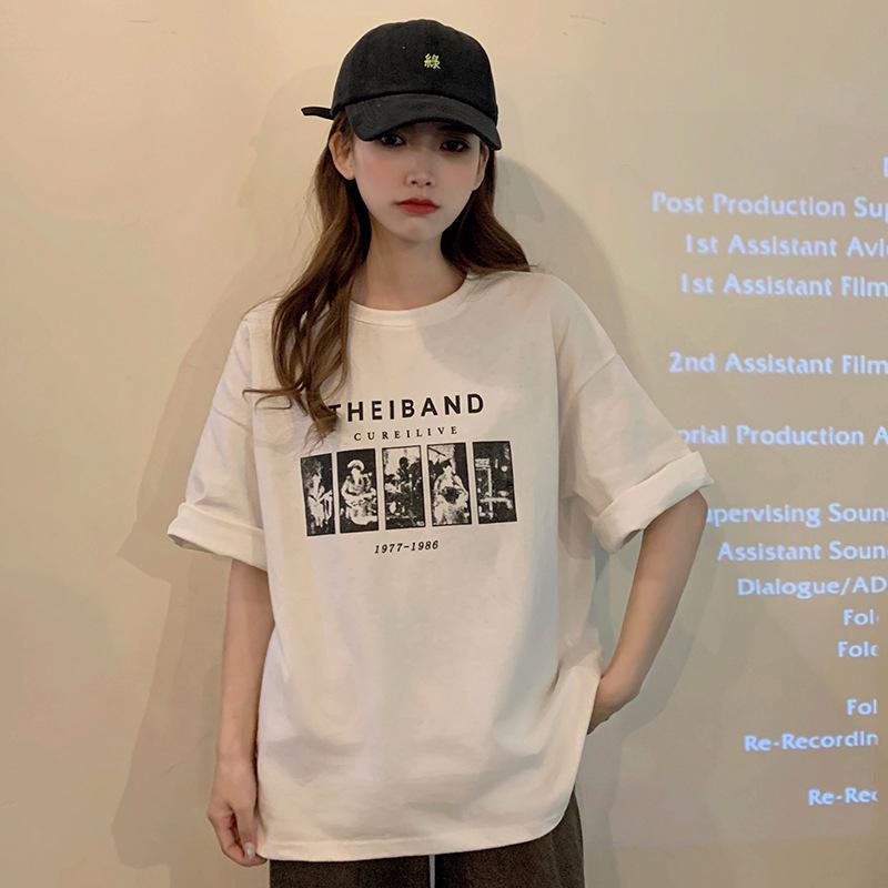 Readystock Oversize cartoon pattern t-shirt women's clothing, curvy girls fashion Korean style loose shirt T112 uniqlo cropped shirt baju kelinci rugby polo shirt acrylic top outfit Cotton Tee