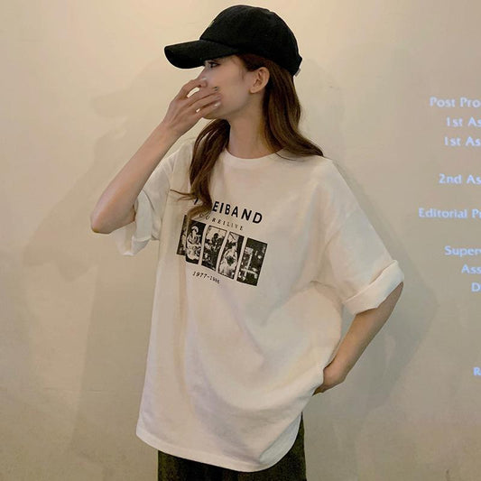 Readystock Oversize cartoon pattern t-shirt women's clothing, curvy girls fashion Korean style loose shirt T112 uniqlo cropped shirt baju kelinci rugby polo shirt acrylic top outfit Cotton Tee