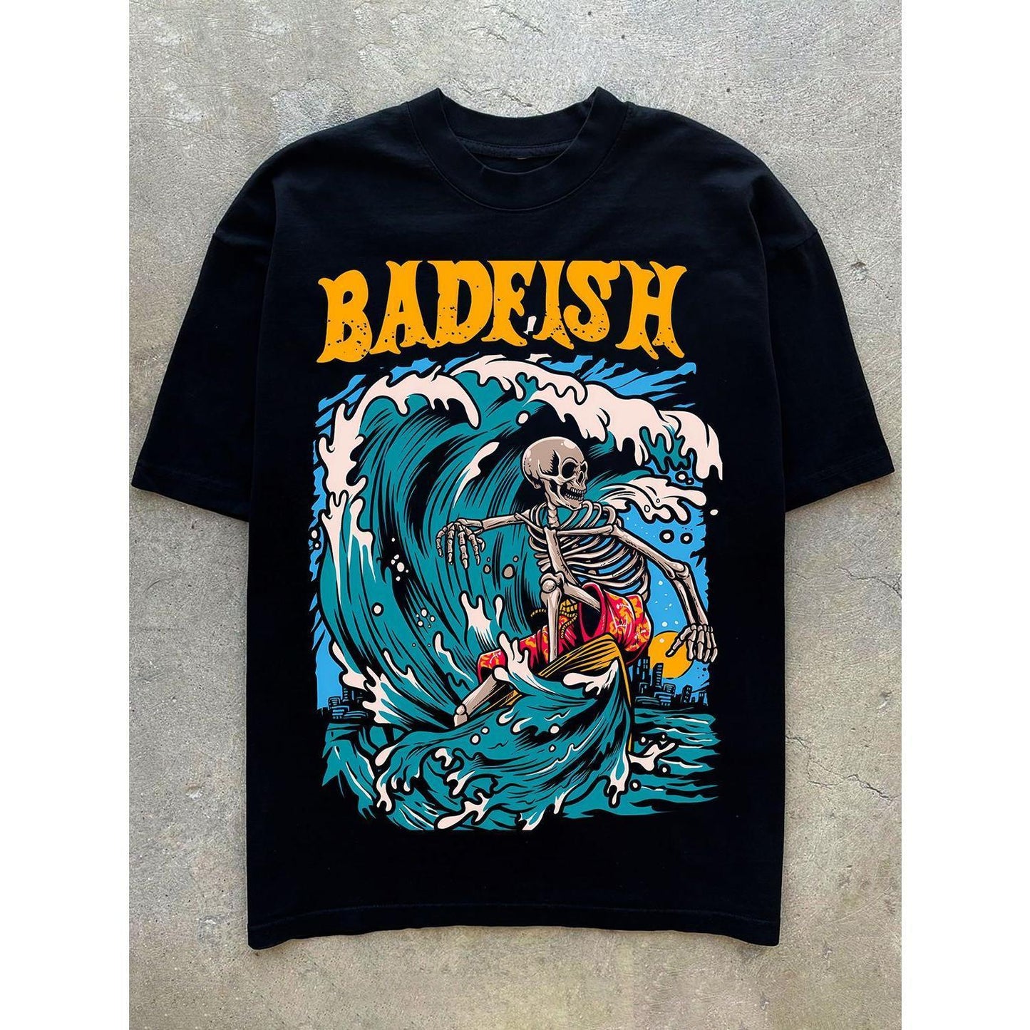 Badfish American Surf Print Hip-Hop Tee