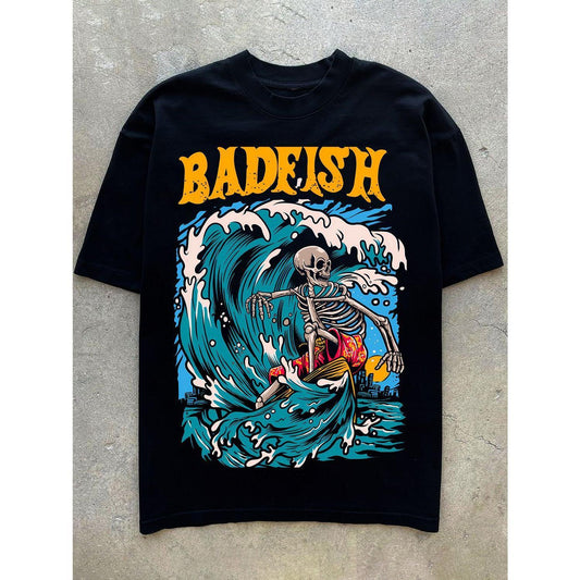 Badfish American Surf Print Hip-Hop Tee