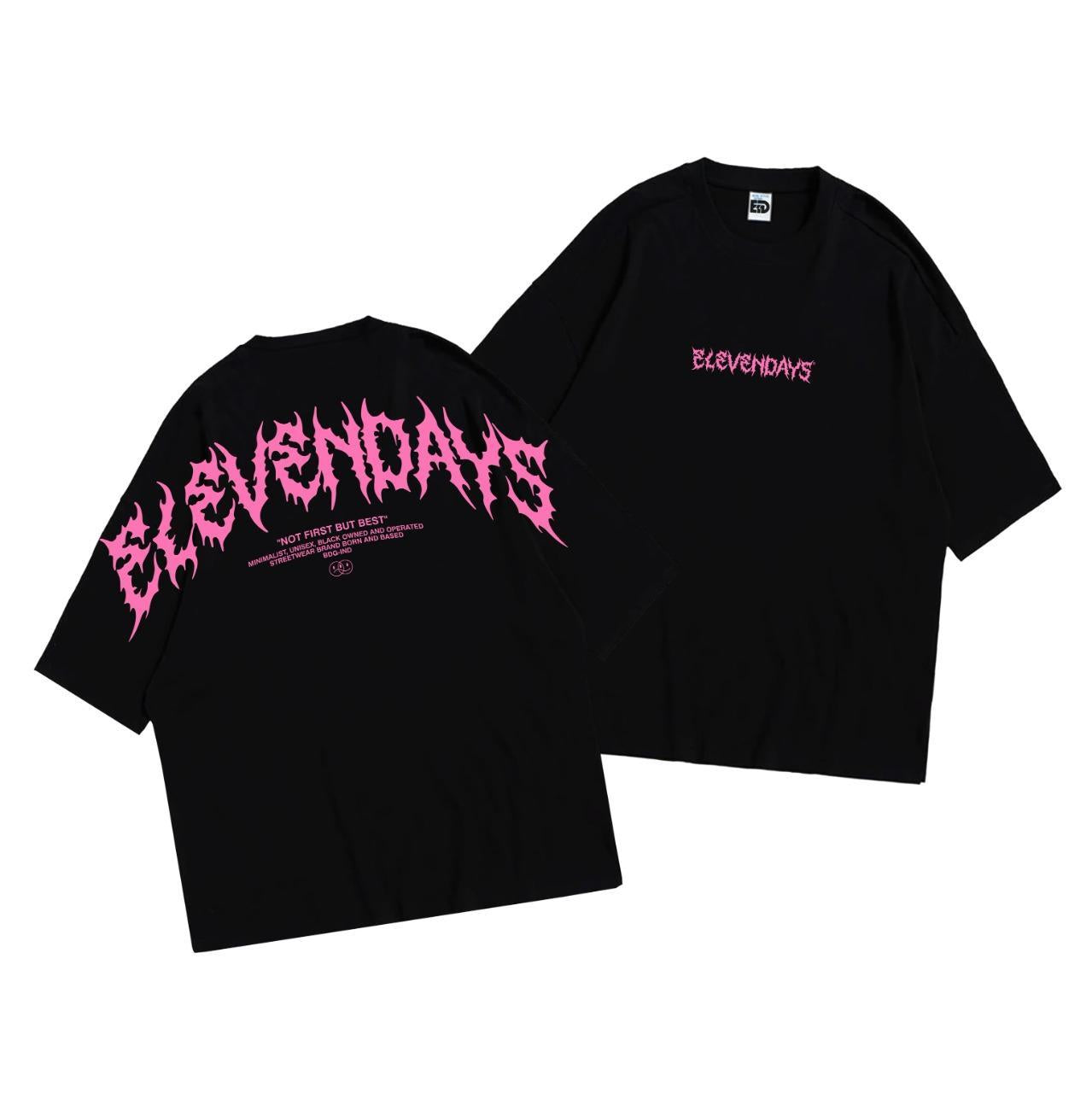 Elevendays Edgy Pink White Oversized T-Shirt