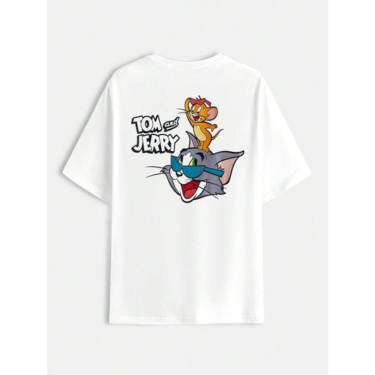 Tom & Jerry Cartoon Graphic Black Tee