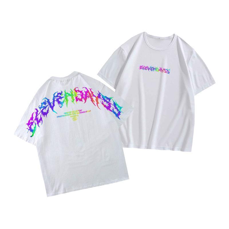 Elevendays Edgy Pink White Oversized T-Shirt