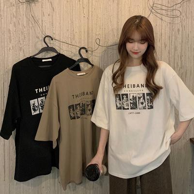 Readystock Oversize cartoon pattern t-shirt women's clothing, curvy girls fashion Korean style loose shirt T112 uniqlo cropped shirt baju kelinci rugby polo shirt acrylic top outfit Cotton Tee