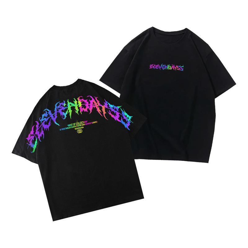 Elevendays Edgy Pink White Oversized T-Shirt